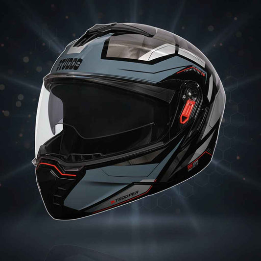 Studds Trooper DV D2 Hellcat Decor Black & Grey - Helmet
