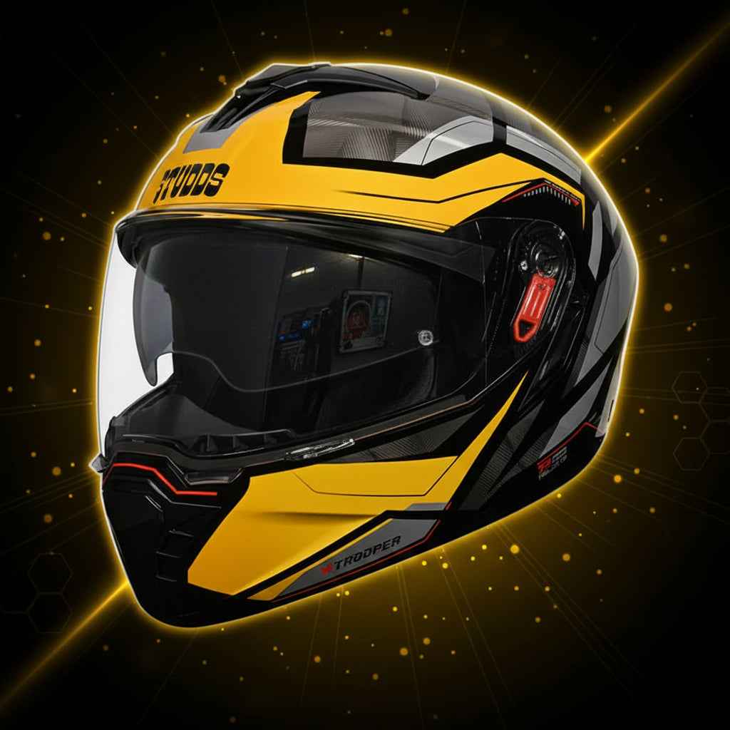 Studds Trooper DV D2 Hellcat Decor Black & Yellow - Helmet