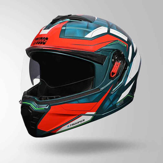 Studds Trooper DV D2 Hellcat Decor Blue & Red - Helmet