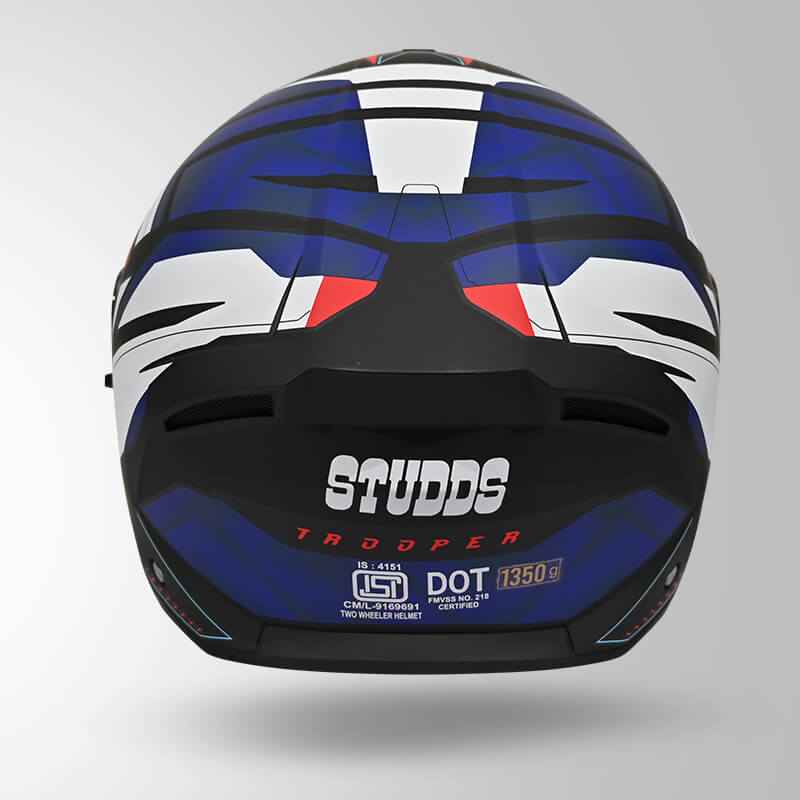 Studds Trooper DV D2 Hellcat Decor Matt Black/ Blue & White - Helmet