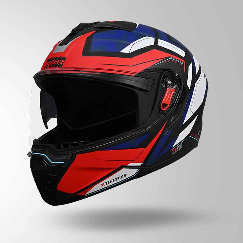 Studds Trooper DV D2 Hellcat Decor Matt Black/ Blue & White - Helmet