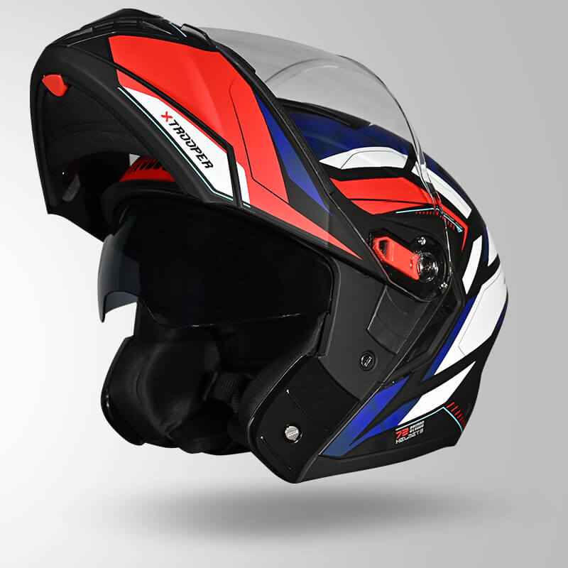 Studds Trooper DV D2 Hellcat Decor Matt Black/ Blue & White - Helmet