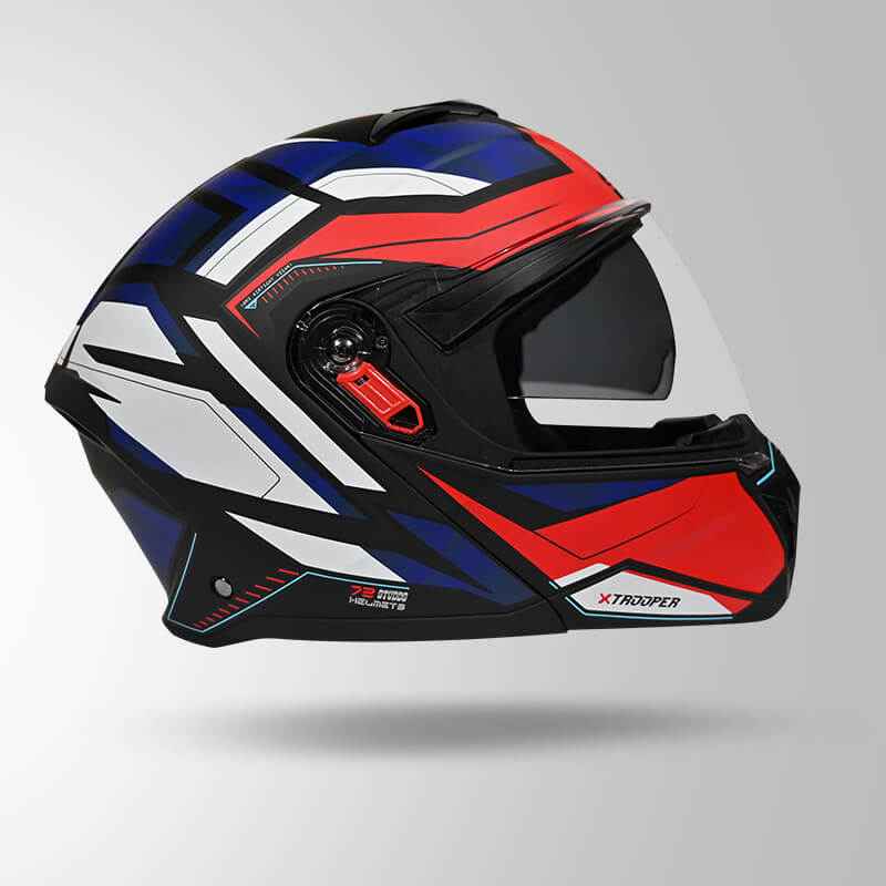 Studds Trooper DV D2 Hellcat Decor Matt Black/ Blue & White - Helmet
