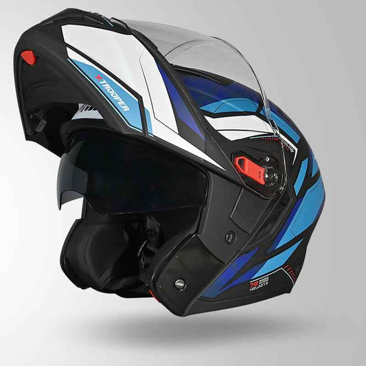 Studds Trooper DV D2 Hellcat Decor Matt Black & Blue - Helmet
