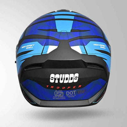 Studds Trooper DV D2 Hellcat Decor Matt Black & Blue - Helmet