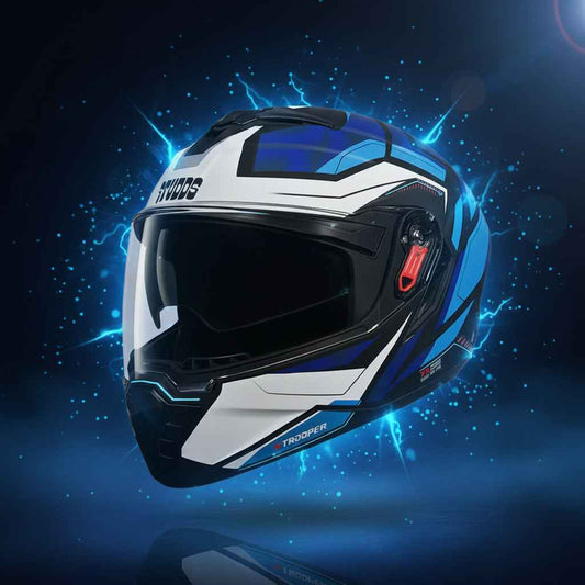 Studds Trooper DV D2 Hellcat Decor Matt Black & Blue - Helmet
