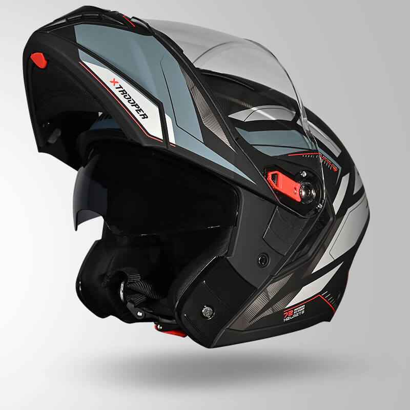 Studds Trooper DV D2 Hellcat Decor Matt Black & Grey - Helmet