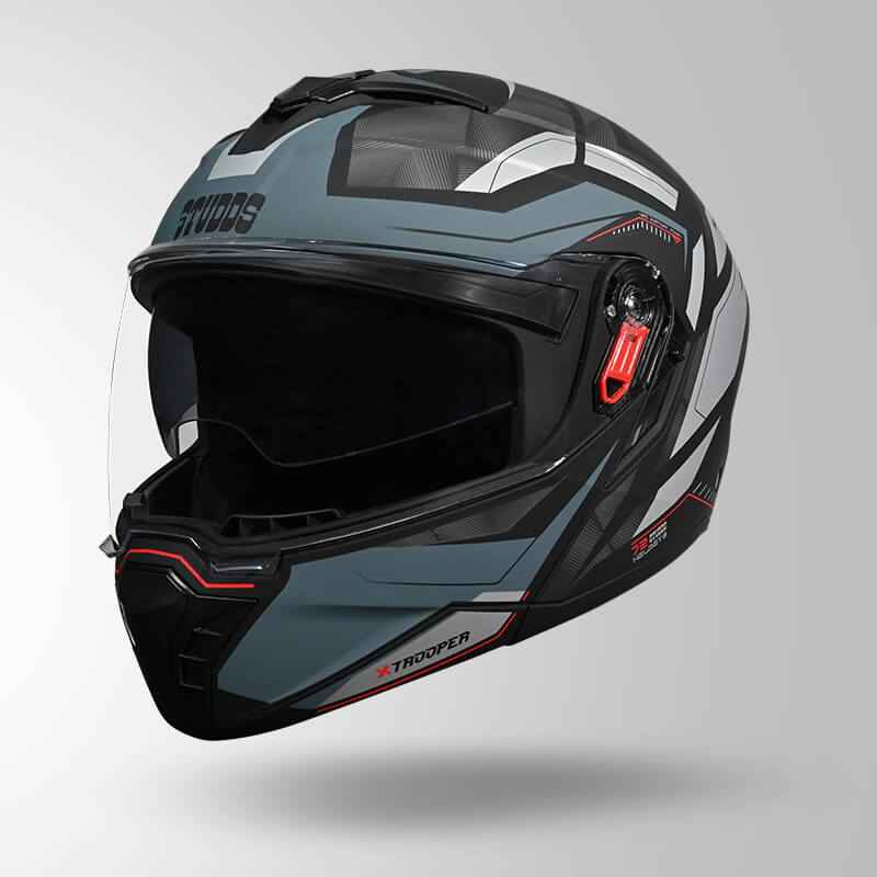 Studds Trooper DV D2 Hellcat Decor Matt Black & Grey - Helmet