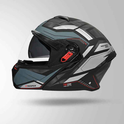 Studds Trooper DV D2 Hellcat Decor Matt Black & Grey - Helmet