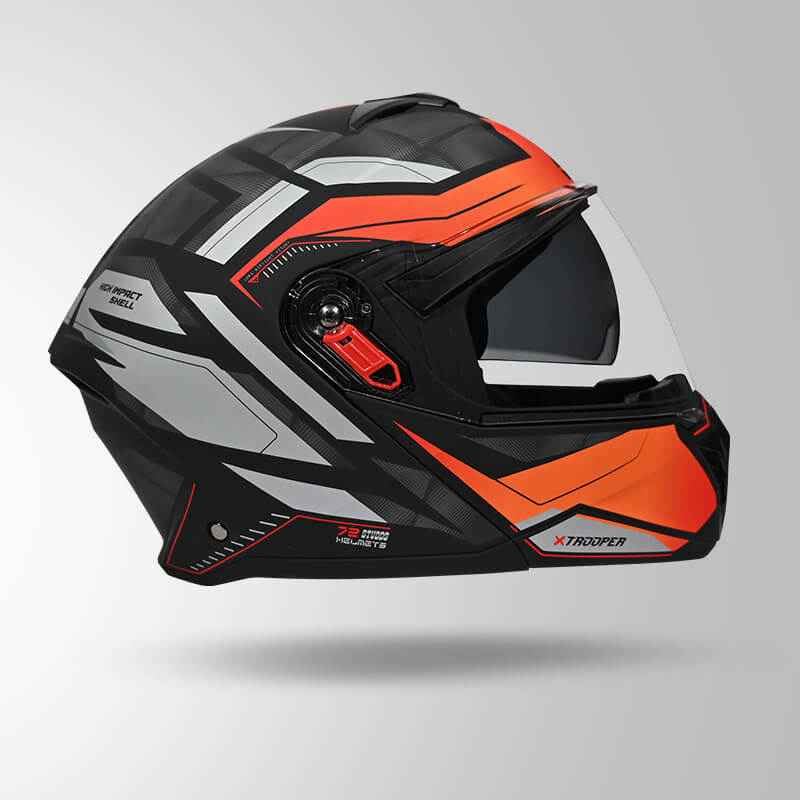 Studds Trooper DV D2 Hellcat Decor Matt Black & Orange - Helmet
