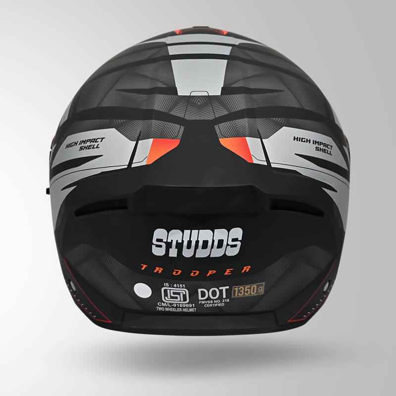 Studds Trooper DV D2 Hellcat Decor Matt Black & Orange - Helmet