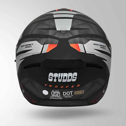 Studds Trooper DV D2 Hellcat Decor Matt Black & Orange - Helmet