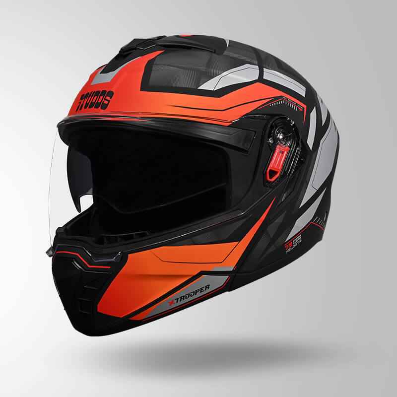 Studds Trooper DV D2 Hellcat Decor Matt Black & Orange - Helmet