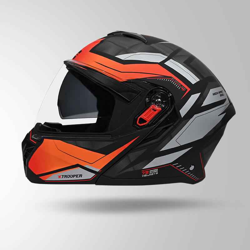 Studds Trooper DV D2 Hellcat Decor Matt Black & Orange - Helmet
