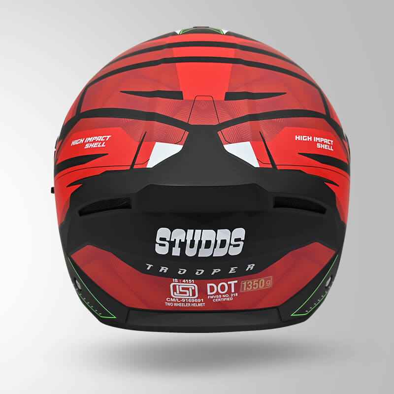 Studds Trooper DV D2 Hellcat Decor Matt Black & Red - Helmet