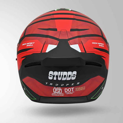 Studds Trooper DV D2 Hellcat Decor Matt Black & Red - Helmet