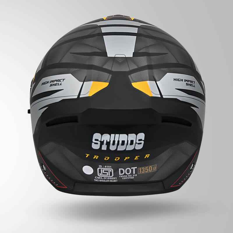Studds Trooper DV D2 Hellcat Decor Matt Black & Yellow - Helmet