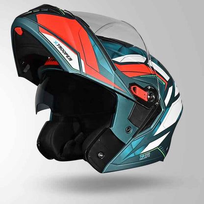Studds Trooper DV D2 Hellcat Decor Matt Blue & Red - Helmet