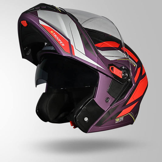 Studds Trooper DV D2 Hellcat Decor Matt Purple & Red - Helmet