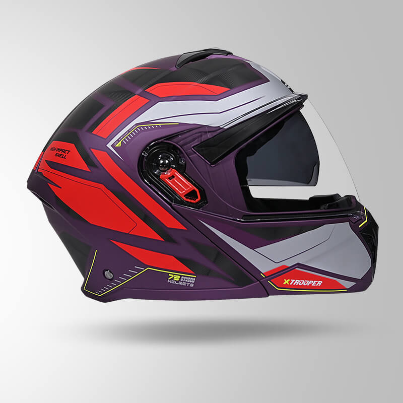 Studds Trooper DV D2 Hellcat Decor Matt Purple & Red - Helmet