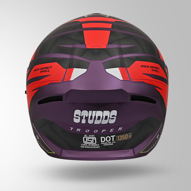Studds Trooper DV D2 Hellcat Decor Matt Purple & Red - Helmet