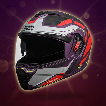 Studds Trooper DV D2 Hellcat Decor Matt Purple & Red - Helmet