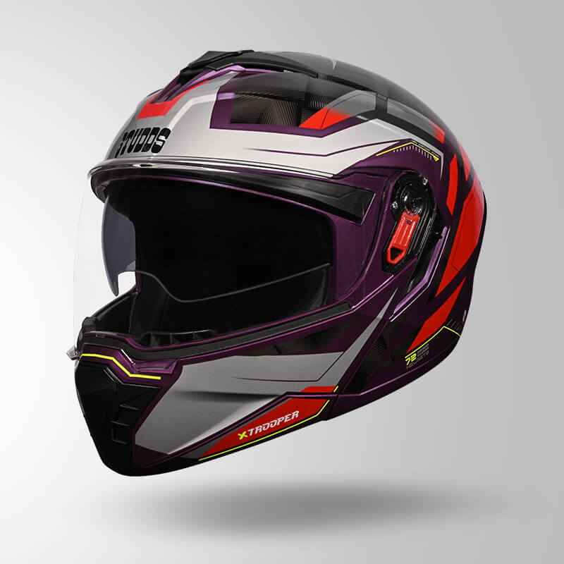 Studds Trooper DV D2 Hellcat Decor Purple & Red - Helmet