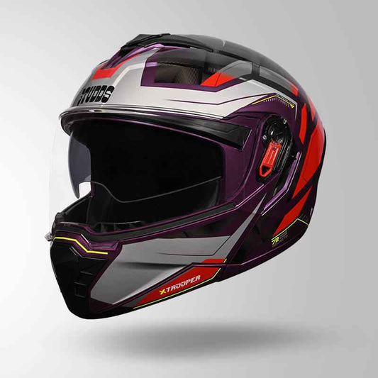 Studds Trooper DV D2 Hellcat Decor Purple & Red - Helmet