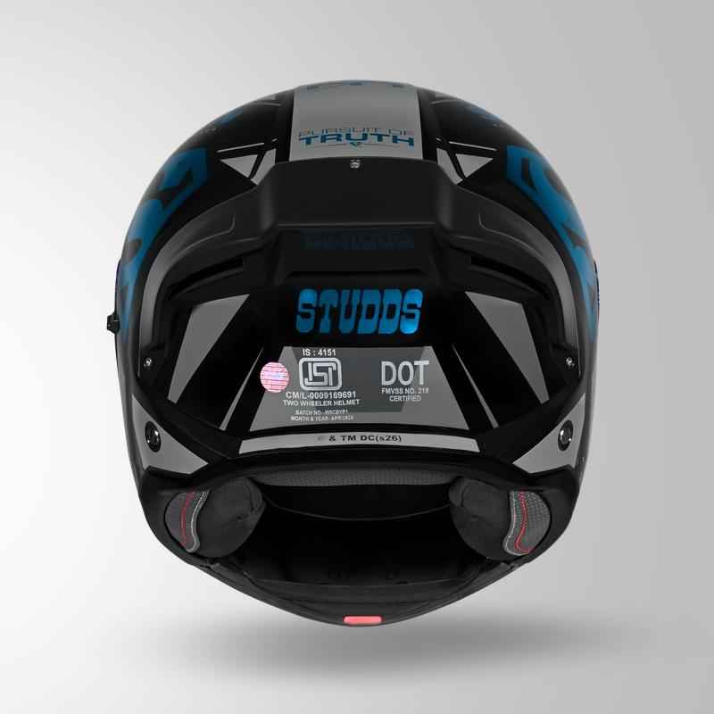 Studds Trooper Legacy Shield Black & Teal Chrome - Helmet