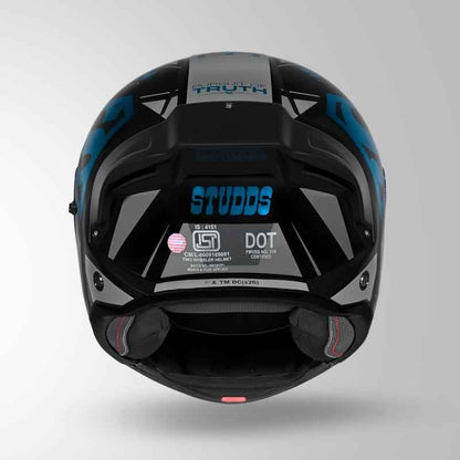 Studds Trooper Legacy Shield Black & Teal Chrome - Helmet