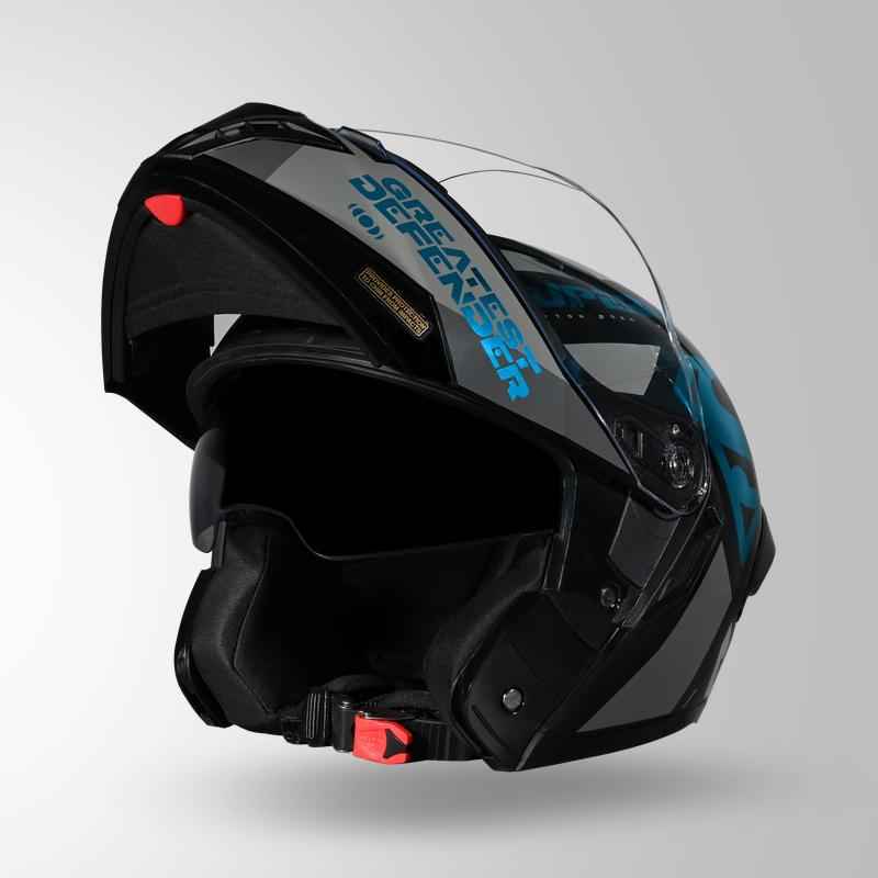 Studds Trooper Legacy Shield Black & Teal Chrome - Helmet