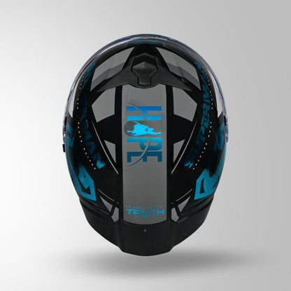 Studds Trooper Legacy Shield Black & Teal Chrome - Helmet