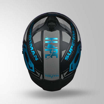 Studds Trooper Legacy Shield Matt Black & Teal Chrome - Helmet