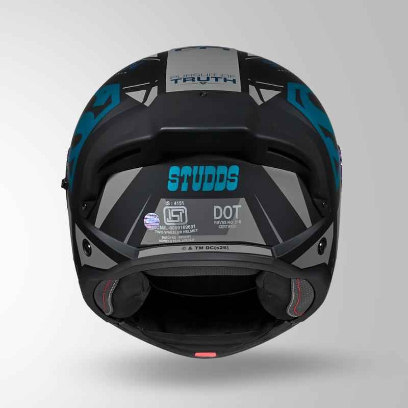 Studds Trooper Legacy Shield Matt Black & Teal Chrome - Helmet