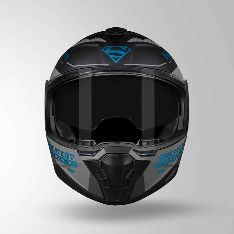 Studds Trooper Legacy Shield Matt Black & Teal Chrome - Helmet