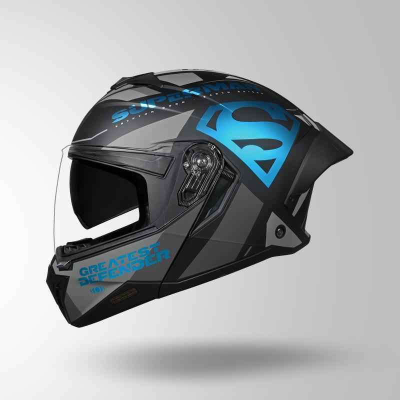 Studds Trooper Legacy Shield Matt Black & Teal Chrome - Helmet