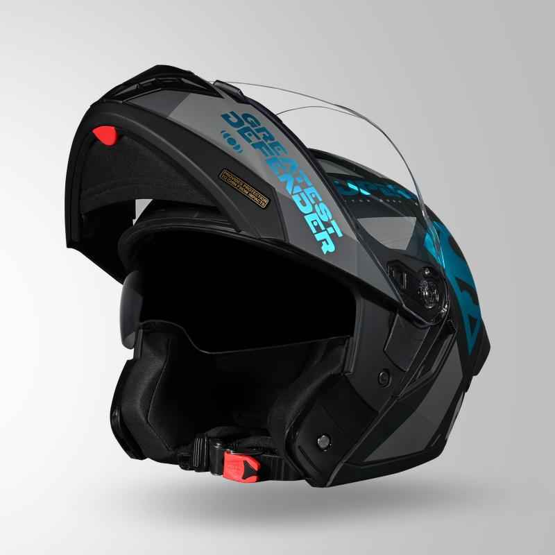 Studds Trooper Legacy Shield Matt Black & Teal Chrome - Helmet