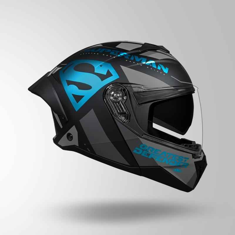 Studds Trooper Legacy Shield Matt Black & Teal Chrome - Helmet