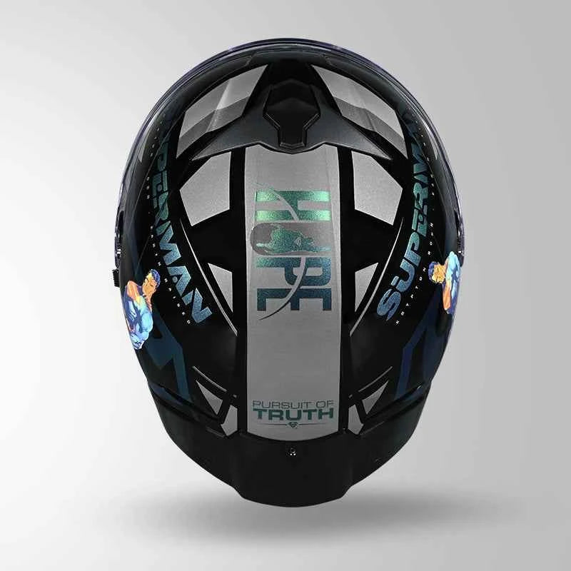 Studds Trooper Superman Edition Black Chameleon Blue - Helmet