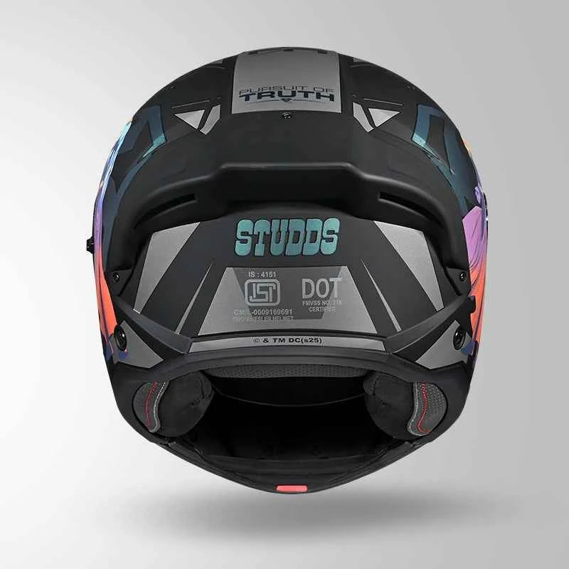 Studds Trooper Superman Edition Matt Black Chameleon Blue - Helmet