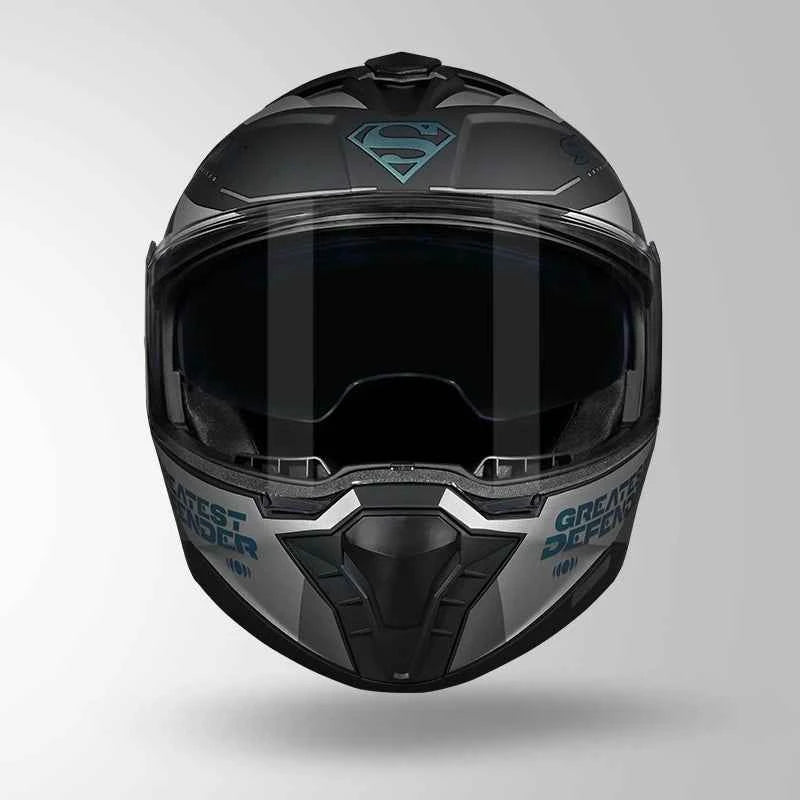 Studds Trooper Superman Edition Matt Black Chameleon Blue - Helmet