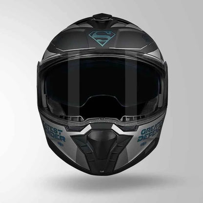 Studds Trooper Superman Edition Matt Black Chameleon Blue - Helmet