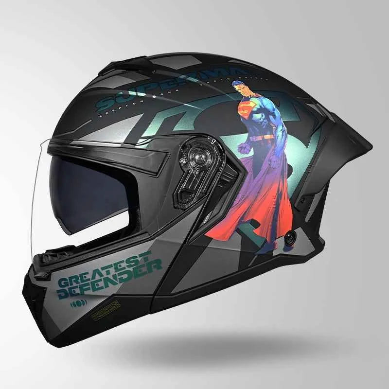 Studds Trooper Superman Edition Matt Black Chameleon Blue - Helmet