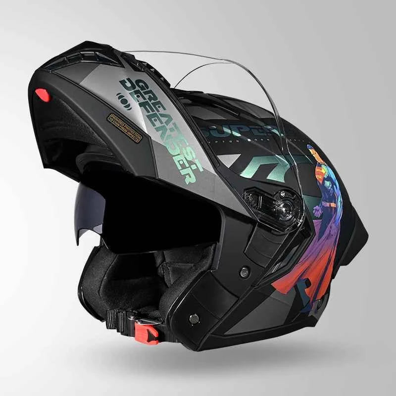 Studds Trooper Superman Edition Matt Black Chameleon Blue - Helmet