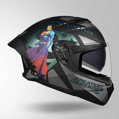 Studds Trooper Superman Edition Matt Black Chameleon Blue - Helmet