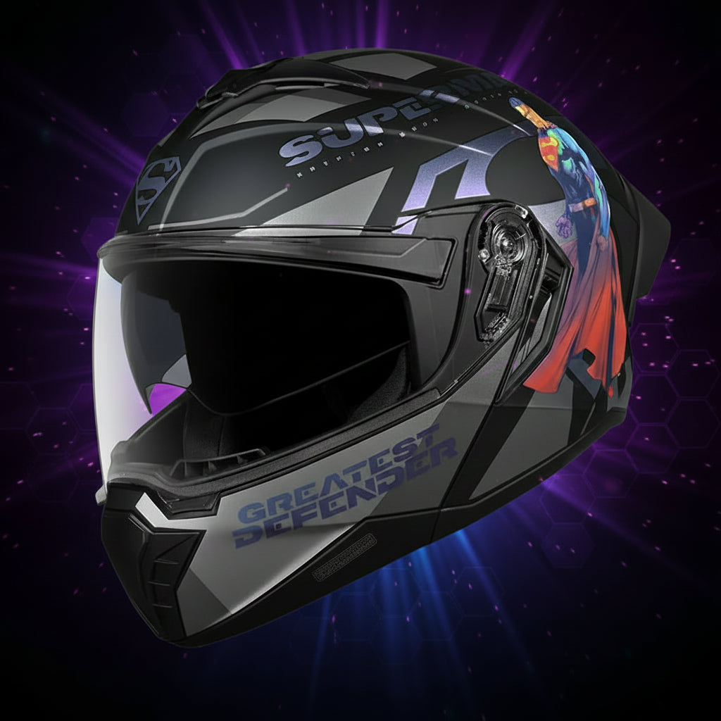Studds Trooper Superman Edition Matt Black Chameleon Pink - Helmet