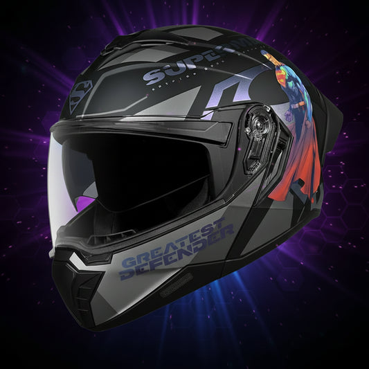 Studds Trooper Superman Edition Matt Black Chameleon Pink - Helmet