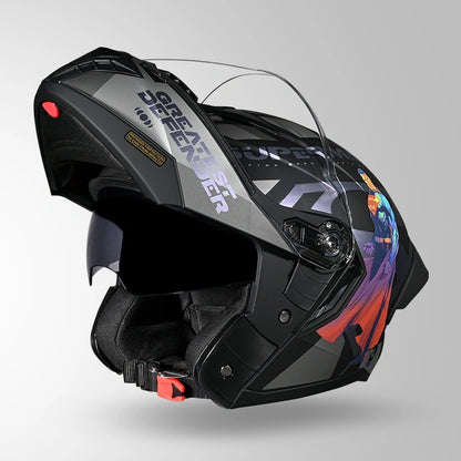 Studds Trooper Superman Edition Matt Black Chameleon Pink - Helmet