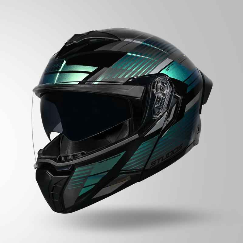 Studds Trooper Trail Black & Grey / Chameleon Blue - Helmet