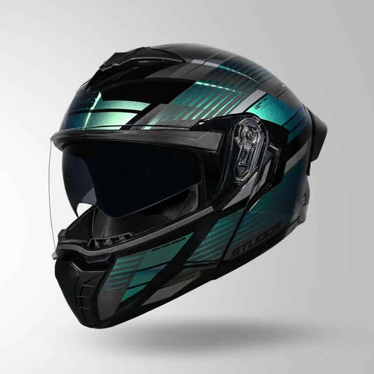 Studds Trooper Trail Black & Grey / Chameleon Blue - Helmet